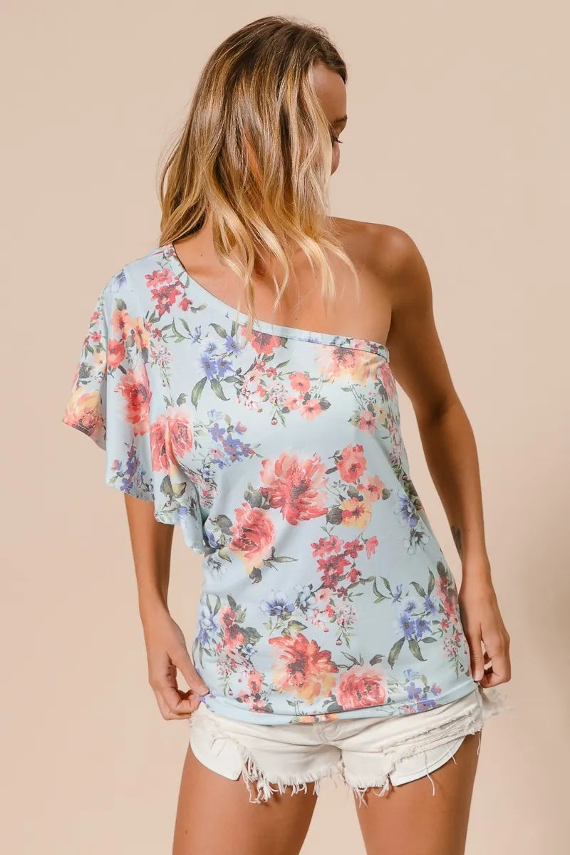 BiBi Floral Top Printed Jersey Knit Ruffle Sleeve One Shoulder 8bcc625e65ae4a8bb8af0776a083021f-Max-Origin Trendsi