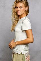 POL Contrast Stitching Round Neck Short Sleeve T-Shirt 8bcefa54-ea05-4f5d-8673-d8e2449cd586-Max-Origin Trendsi