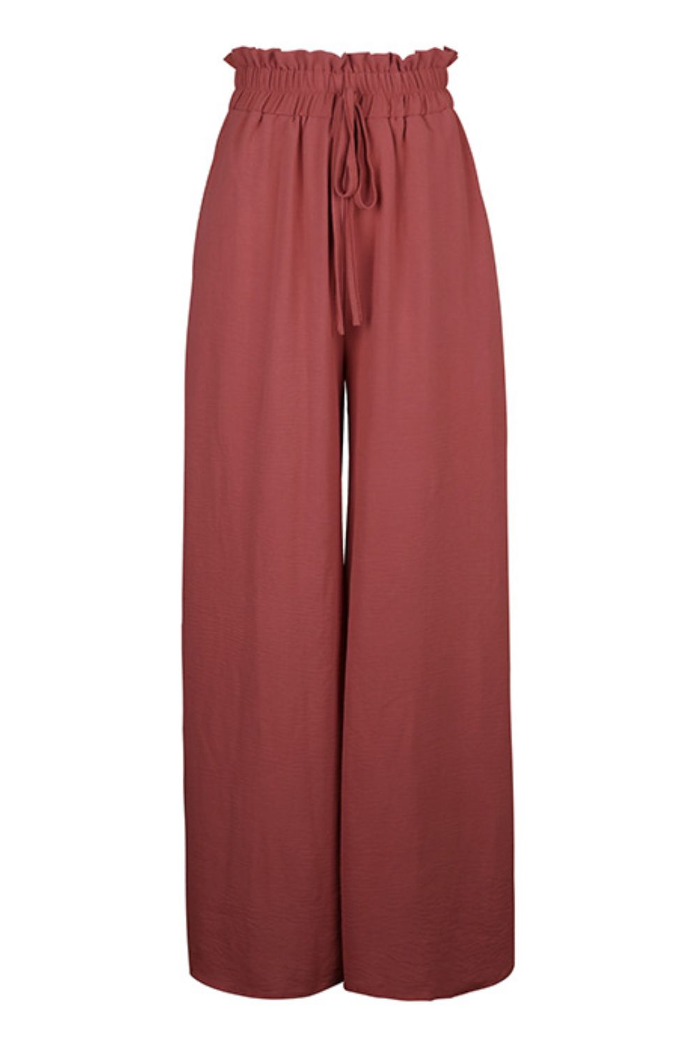Perfee Wide Leg Pants Frill Tied Waist Women Rust Trousers with Pockets 8be24f0b-7cfd-4672-9385-feaf823c7d94-Max Trendsi