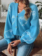 Knit Cardigan Animal Pattern V-Neck Dropped Shoulder Knitwear 8bfc428d-52f7-42c5-9e3a-b43dfe2670e9-Max Trendsi