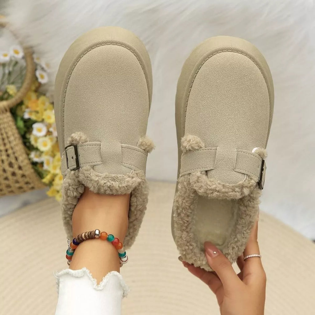 Women's Slip-Ons Fluff Fleece-Lined Round Toe Platform Mid Heels Shoes Creamy-white 8c10cc4f73624391a4846e97b1c8c6ad-Max-Origin Trendsi