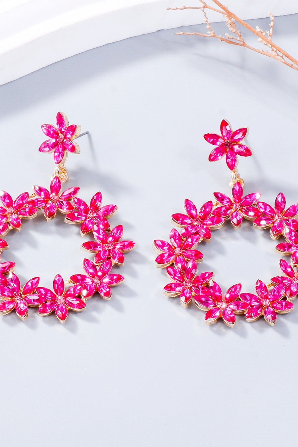 Dangle Earrings Rhinestone Flower Round Women Fashion Jewelry 8c1eef3d-3dd6-4461-a7c9-b989d58c98e2-Max Trendsi