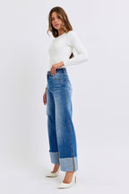 Judy Blue USA Women Jeans Distressed High Waist Wide Leg Denim Pants 8c256469-b7b6-48bf-90ce-196fa450cb41-Max Trendsi
