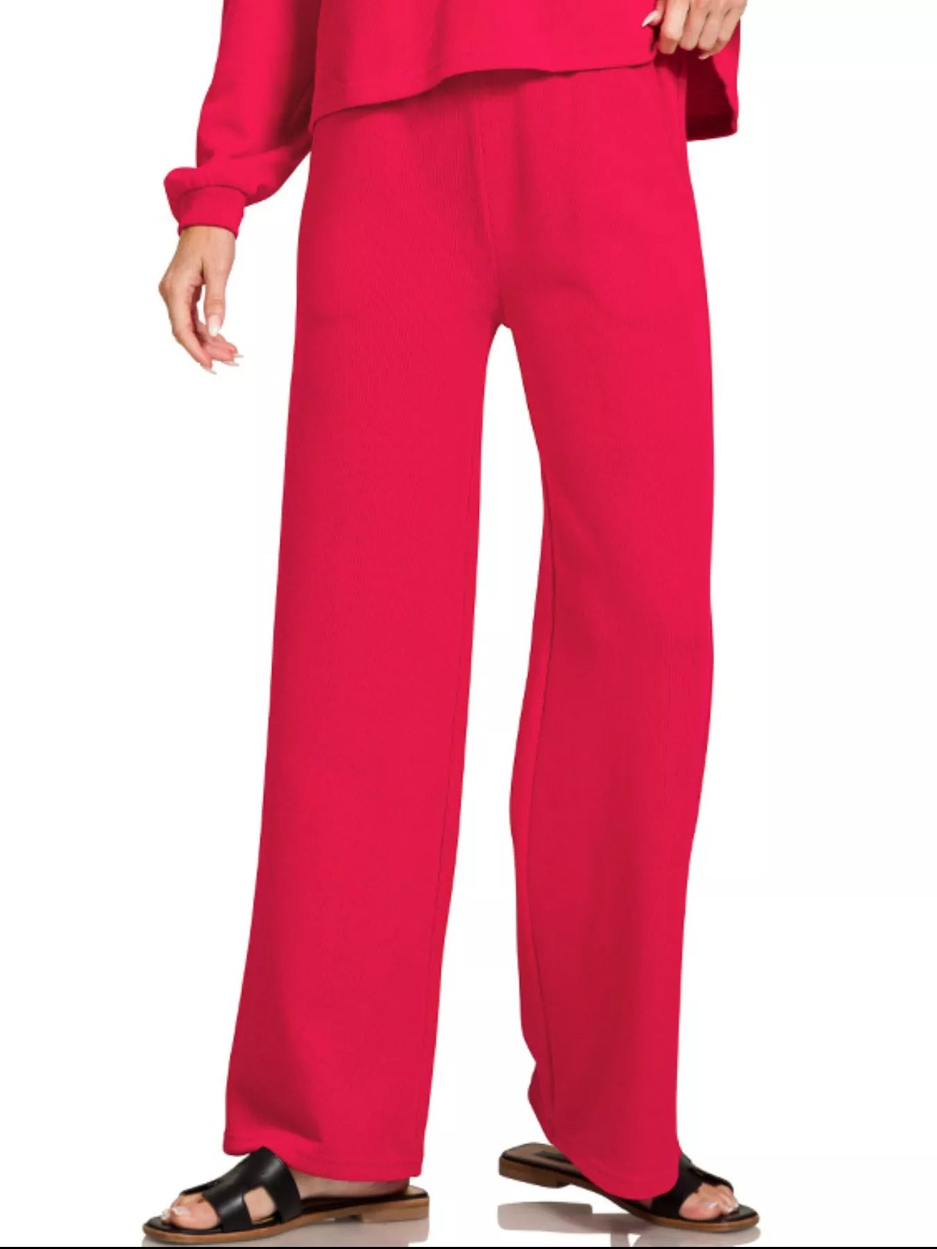 Zenana Wmens Outfit Set Red Ruby French Rib Pullover and Pants 8c35c05f-be60-41cf-8b5d-c8f376f0ddbc-Max-Origin Trendsi