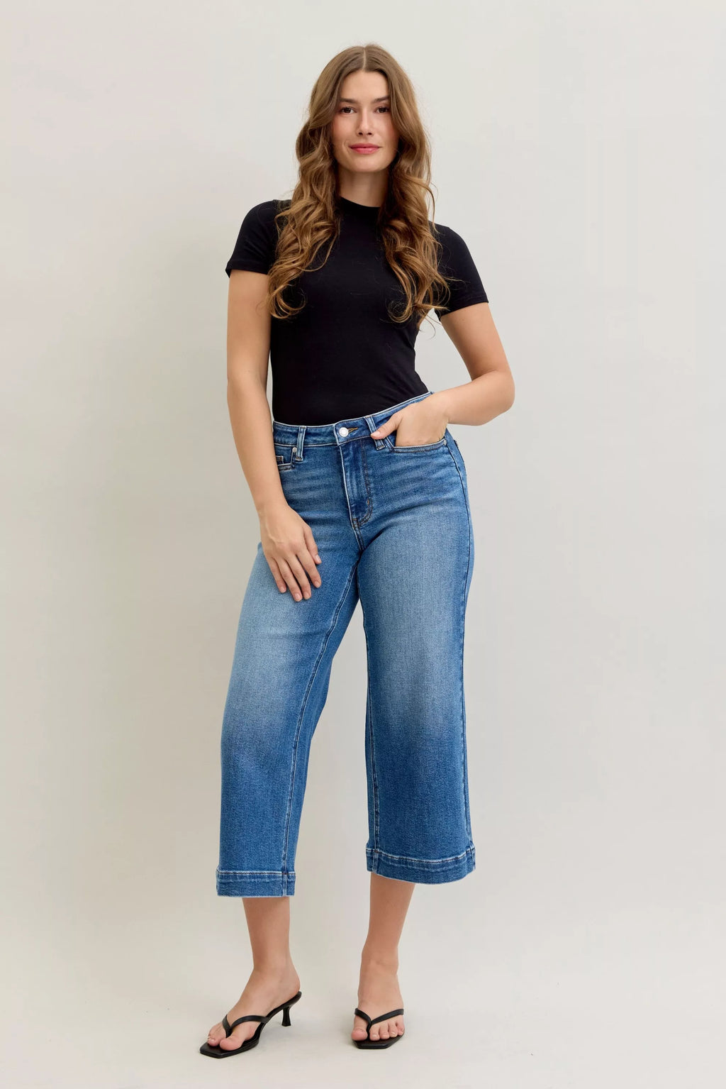 Judy Blue Womens Jeans Crop Wide Leg Mid Rise Denim Pants 8c382ccad5ee4ae8ab5ad5550d17300e-Max-Origin Trendsi