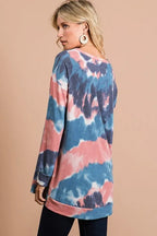BiBi Tie Dye Womens Sweatshirt French Terry Pullover with Front Stitching Detail 8c42f94864de4e17bf93da4f7c672cbf-Max-Origin Trendsi