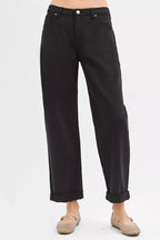 RISEN Womens Baggy Pants Black Tummy Control Mid Rise Ankle Barrel Relaxed 8c5056531ccc4213968124e7eef3a62c-Max-Origin Trendsi