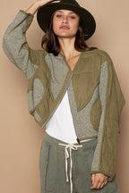 POL Jacket Quilted Knit Olive Viding Detail Patch Zip Up Long Sleeve 8c51cf28-bb73-4977-881e-7e5199270adc-Max Trendsi