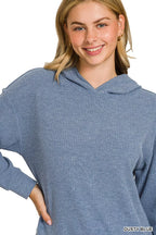 Zenana Women's Hoodie Ribbed Dusty Blue Long Sleeve Top 8c5894fc0b554df0ba810ab2570a4093-Max-Origin Trendsi