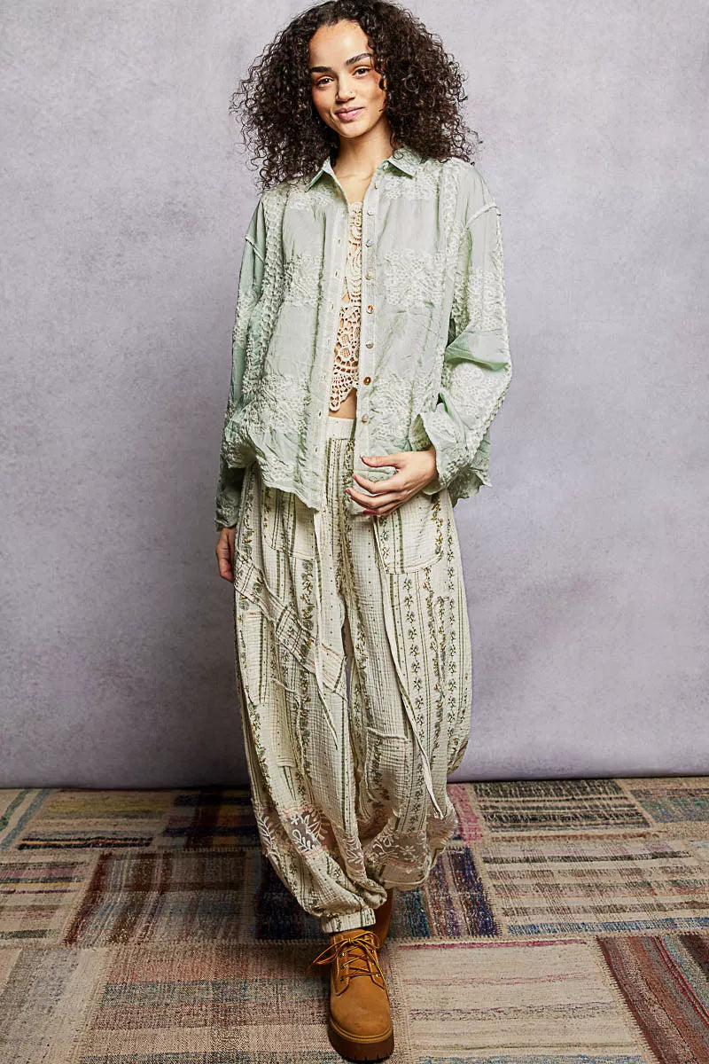 POL Women Shirt Mint Embroidery Long Sleeve Single Breasted Top 8c627c9e-70f0-4f25-9103-6a03f31ba166-Max-Origin Trendsi