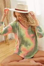BiBi Womens Hoodie Tie Dye Green Mix Terry With Twill Tape Drawstring Hood 8c66745a703b4c09ae92abb0e097bf05-Max-Origin Trendsi