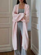 Women Cardigan Longline Open Front Fuzzy Knit Brushed Soft Acrylic Solid 8c6f0b87-0f34-4b05-bd44-1b65e91437d8-Max Trendsi