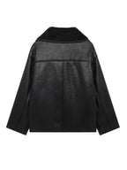 Women Suede Jacket Collared Neck Long Sleeve Plush Lined Chocolate Coat 8c70223b-a649-48cc-af05-99936c717a7a-Max Trendsi