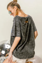 BiBi Cotton T-shirt Laser Cut Mineral Washed Distressed Old Glory Lip Print Top 8c7a32a65a154132b98b8657ad29e138-Max-Origin Trendsi
