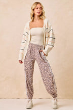 BiBi Women Leopard Track Pants Side Lines Elastic Waist with Pockets 8c92539e86664dbfae3f9f58dfa3f700-Max-Origin Trendsi