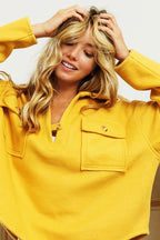BiBi Sweatshirt Mustard Cotton Blend Fleece Collared with Flap Pockets Top 8c9456d23314441ebaf0e3908b2e6fde-Max-Origin Trendsi