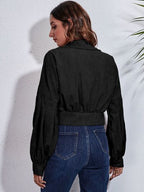 Cropped Jacket Women's Button Down Collared Long Sleeve with Flap Pockets 8cad87c4-1276-4aef-8c7a-4139634e9585-Min Trendsi