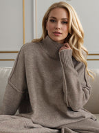 Outfit Set Women Knit Slit Turtleneck Sweater Long Sleeve and Pants 2 Pcs 8cc5c769-109f-47c5-a6ff-31d48f9b33da-Max Trendsi