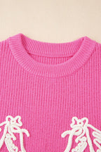 Women's Sweater Fuchsia Pink Western Horse Embroidered Round Neck Sleeveless Top 8ce04d0e-ec92-4074-8123-bc9b5b7bd5cc-Max Trendsi
