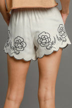 Umgee Linen Blend Shorts with Floral Embroidered Details Oatmeal 8cea0b7f-de8f-46fb-ac0c-db1f0eb69de5-Max Trendsi