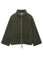 Turtleneck Plush Jacket Women Zip Up Long Sleeve Outer Double Pockets Coat 8cec2219-db83-407b-8d22-ff80618a24cb-Max Trendsi