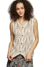 POL Button-Down V-Neck Sweater Vest