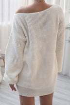 Mini Sweater Dress Boat Neck Long Sleeve Soft Acrylic Knit Basic Solid Style 8d029bb9-68e0-412d-9eec-972447e44265-Max Trendsi