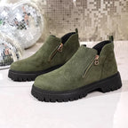 Women's Ankle Boots Faux Suede Round Toe Side Zip Mid Heels Shoes 8d04b3ea8d4f4bf7a77a2aa212db7ae3-Max-Origin Trendsi