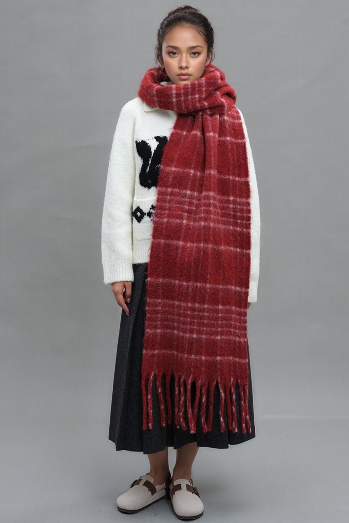 Women Fur Scarf Plaid Fringe Thermal Warm Long Scarves Accessories 8d1e18da-fb30-44b8-820a-c54ef0398643-Max Trendsi