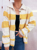 Women's Cardigan Striped Button-Up Cozy Soft Long Sleeve 8d32e5c3ddc94e558c2b23ae1a0caec5-Max-Origin Trendsi