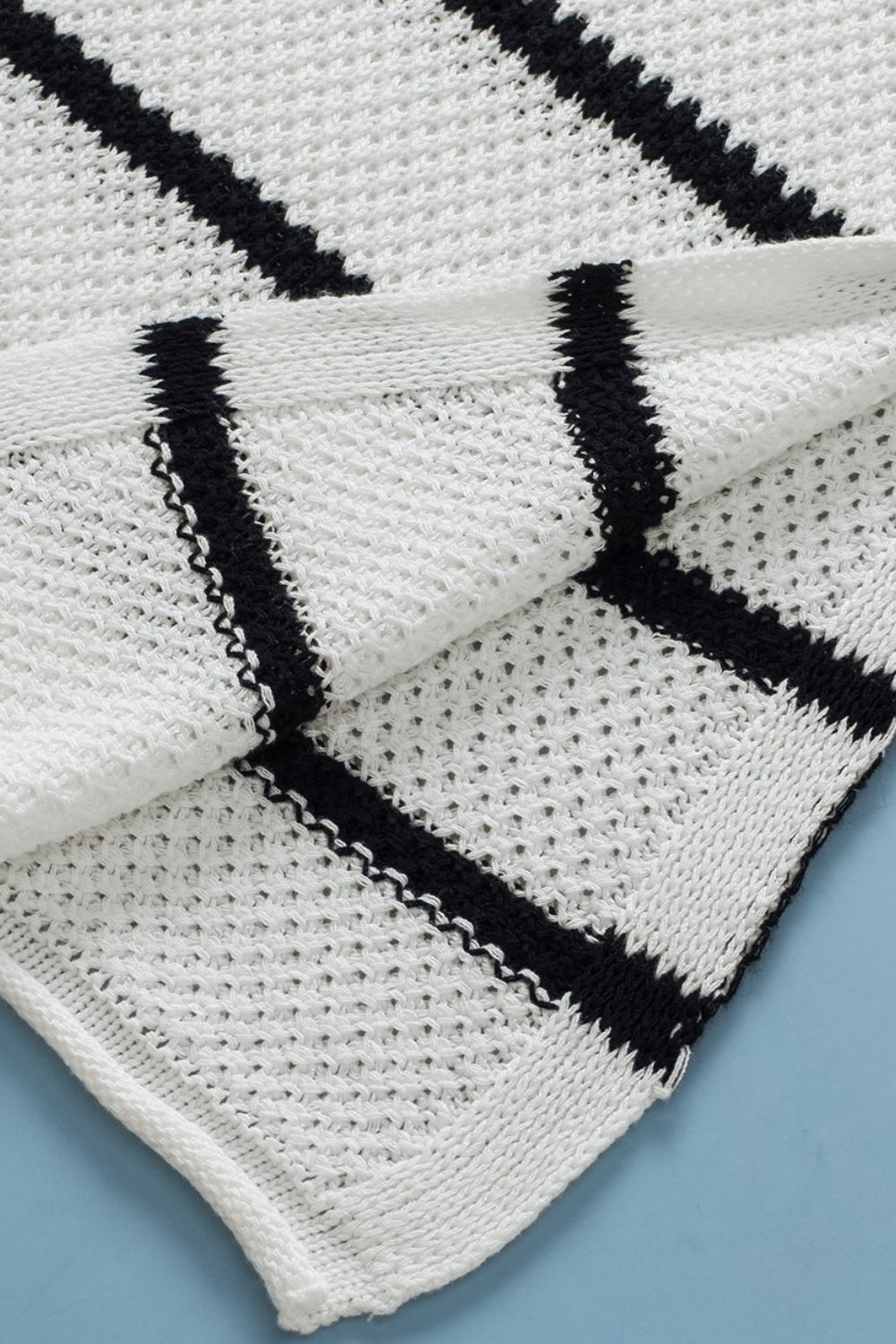 Stripe Knit Top Women's Collared Button Drop Shoulder Side Slit Long Sleeve 8d3fd239-3b97-4f1f-b0e6-1fe1084a1e5e-Max Trendsi