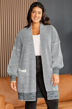 Plus Size Open Front Longline Cardigan with Pockets