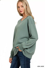Zenana Fleece Sweatshirt Ash Jade Boat Neck Long Sleeve Pullover 8d4df2db-2ab5-43d3-9b22-89c6902f1a4c-Max-Origin Trendsi