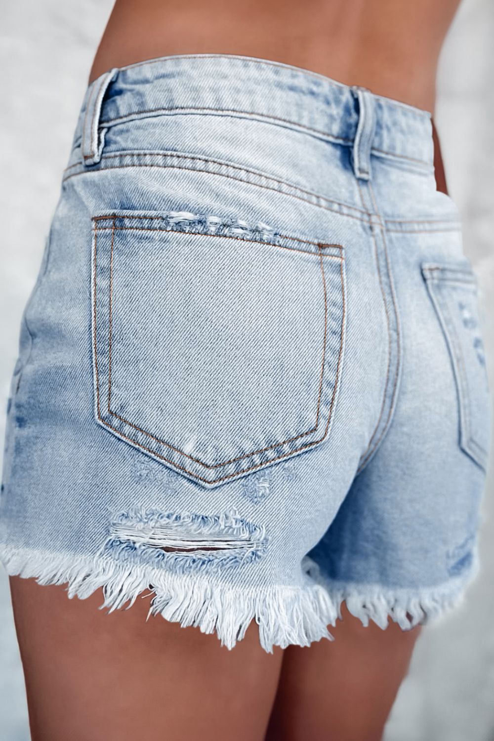 Denim Shorts Distressed Raw Hem High Waist 8d92d021-a7ac-4632-81f5-29b2fe5013e1-Max Trendsi