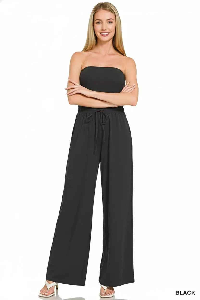 Zenana Black Jumpsuit Tube Top with Drawstring Waist 8d9f052d-b719-4e11-b255-225ad9b13b03-Max-Origin Trendsi