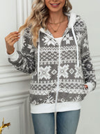 Christmas Jacket Women Snowflake Zip Up Hooded Warm Outerwear 8daaba1b-30bd-49d8-a4f4-00701e8cf70e-Max Trendsi