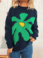 Women's Sweater Flower Dropped Shoulder Knit Long Sleeve Pullover 8dac9da47a2a4811bf0812e835a0205f-Max-Origin Trendsi