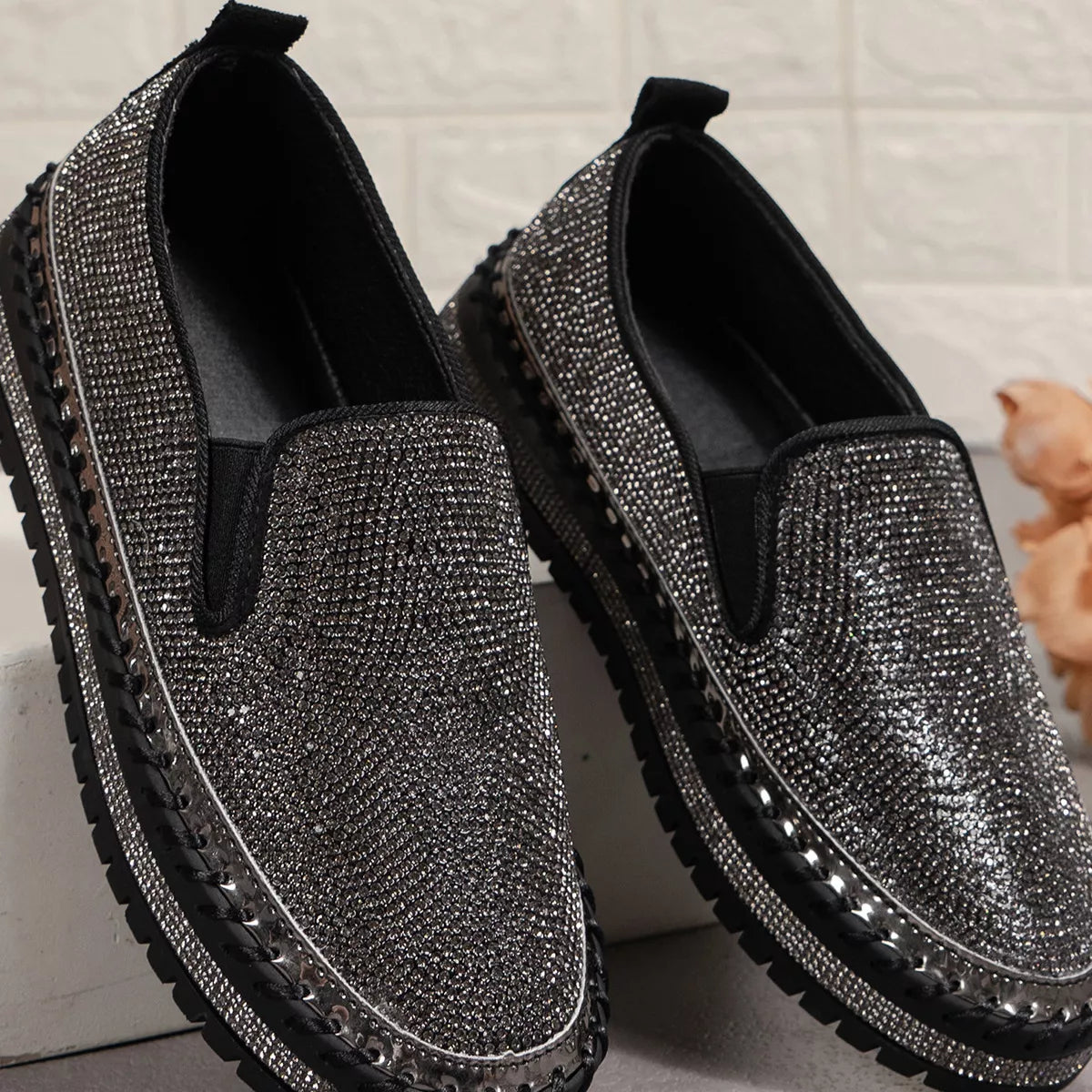 Rhinestone Round Toe Platform Loafers 8dd849395b5f4043b0a63959afaa4719-Max-Origin Trendsi