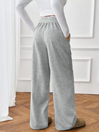 Women's Joggers Gray Wide Leg Lace Waistband Detail Casual Pants 8de35f1ac03f43a483d6089928b29b33-Max-Origin Trendsi