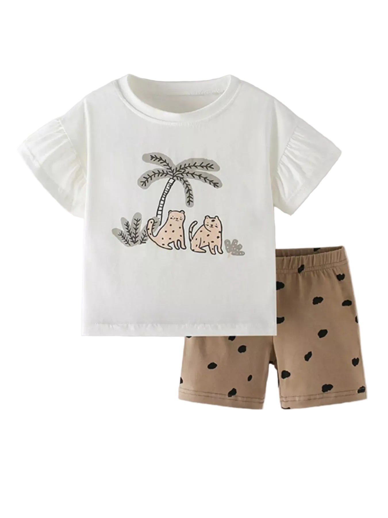 Children's Cute Animal Graphic Tee and Shorts Set