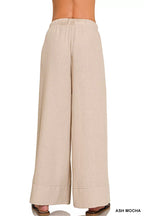 Zenana Woven Pants Ash Mocha Airflow Drawstring with Pockets 8e25398d-9944-47a5-b190-c2825f8dbb6a-Max-Origin Trendsi