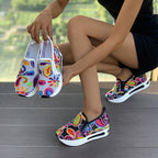 Printed Platform Sneakers with Round Toe