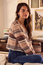 SO ME Women Cardigan Brown Textured Variegated Multi Color Sweater 8e5ac8a9b039496d8797c985ef6a3f0c-Max-Origin Trendsi