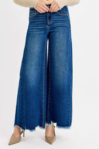 RISEN Womens Jeans Ankle Wide High Rise Raw Hem Dark Wash Plus Sizes 8e643e31123a4a98982384efbd8c387d-Max-Origin Trendsi