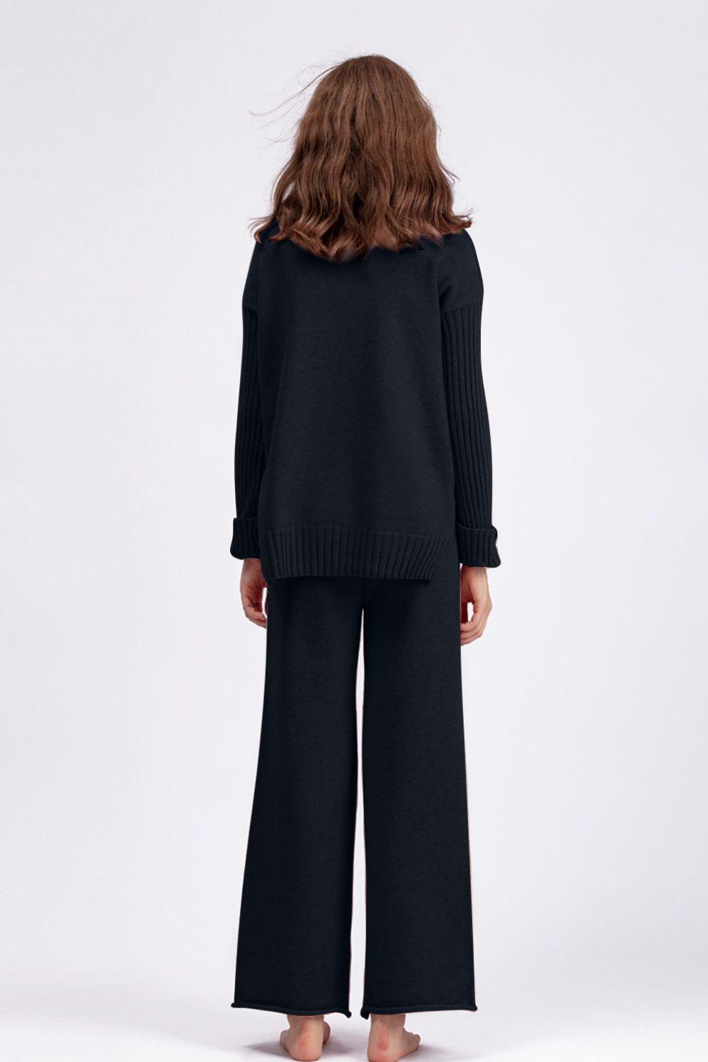 Basic Bae Turtleneck Sweater Set Long Sleeve Knit Top and Pants