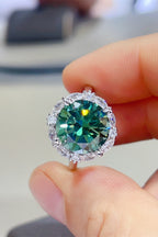 Silver Ring 5 Carat Moissanite Dark Green Round Stone 925 Sterling Jewelry 8e7aa96b-a367-436c-9ab0-690a1775e943-Max Trendsi