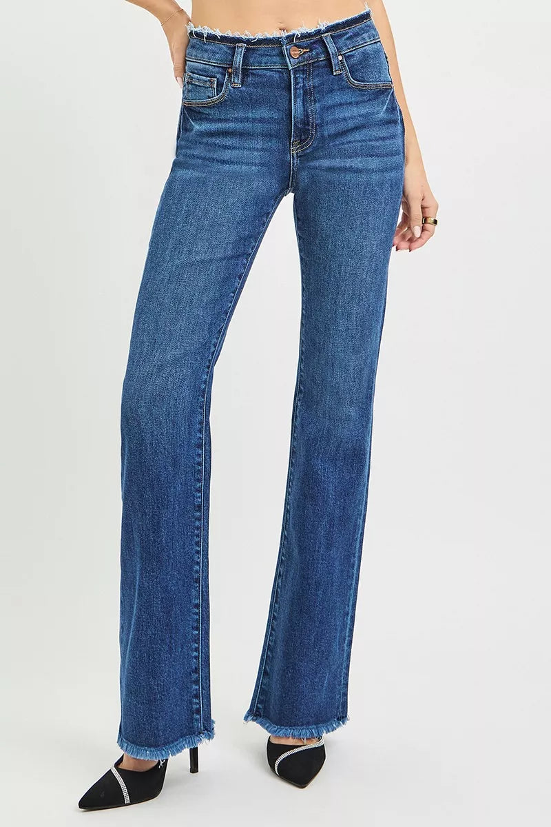 RISEN Bootcut Jeans Mid Rise Frayed Waistband Hem Detail Plus Sizes 8e9b27202ce54cc4b8a24ea9bad1a722-Max-Origin Trendsi