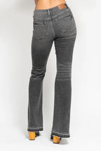 Judy Blue Gray Jeans Mid Rise Washed Release Hem Flare Tummy Control 8e9ef4b5a2714fe18b8c5e2204dc43f6-Max-Origin Trendsi