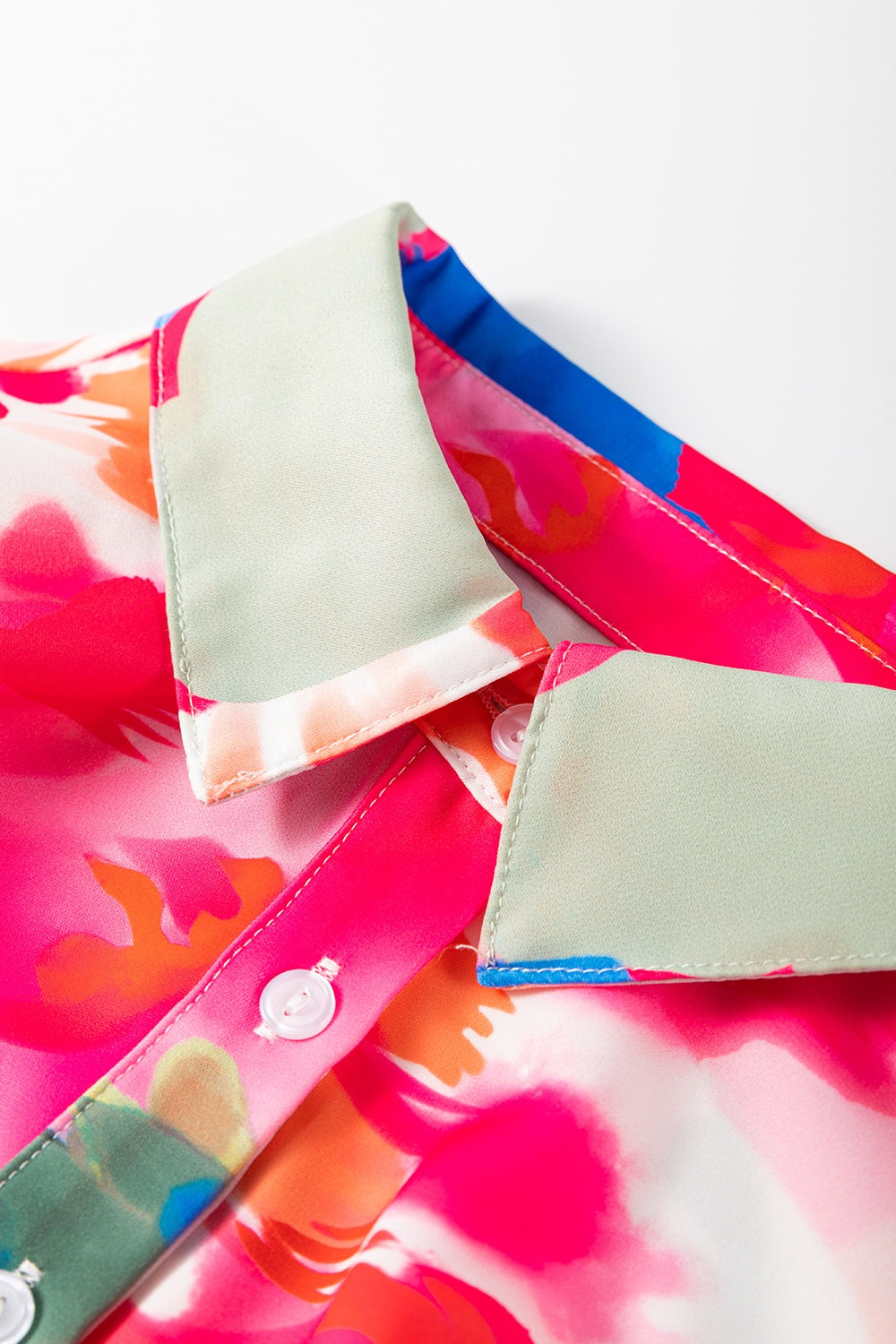 Women's Shirt Floral Pink Print Collared Ruffle Long Sleeve Blouse 8ead5795-e86c-4980-aa81-29d50ee2de7f-Max Trendsi