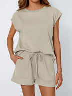 Outfit Set Round Neck Cap Short Sleeve Top and Shorts Set 8eafd0de-e4e8-4200-a71b-e98d91d600cb-Max-Origin Trendsi